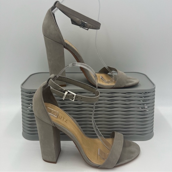 Schutz Enida Suede Heels Grey Mouse Size 10 - Picture 3 of 16